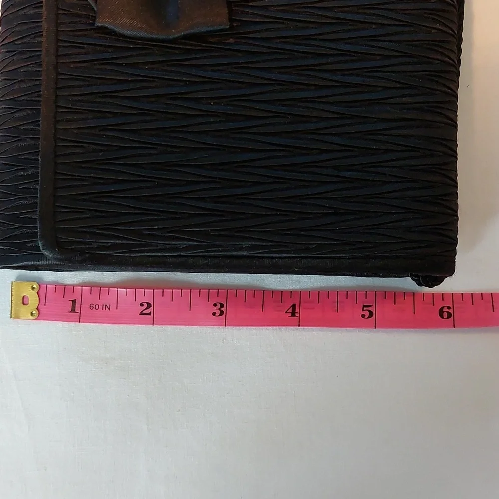 Vintage Carla Marchi Black Evening Clutch Bag with Cord Strap EUC
